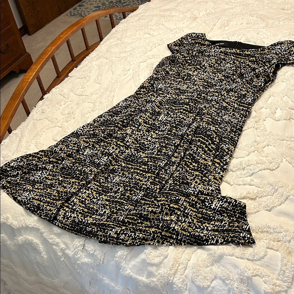Nine West Elegant Black and Gold Women's Dress